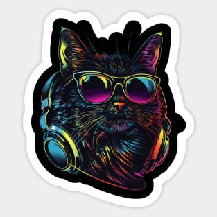 Cat DJ Rave Sticker